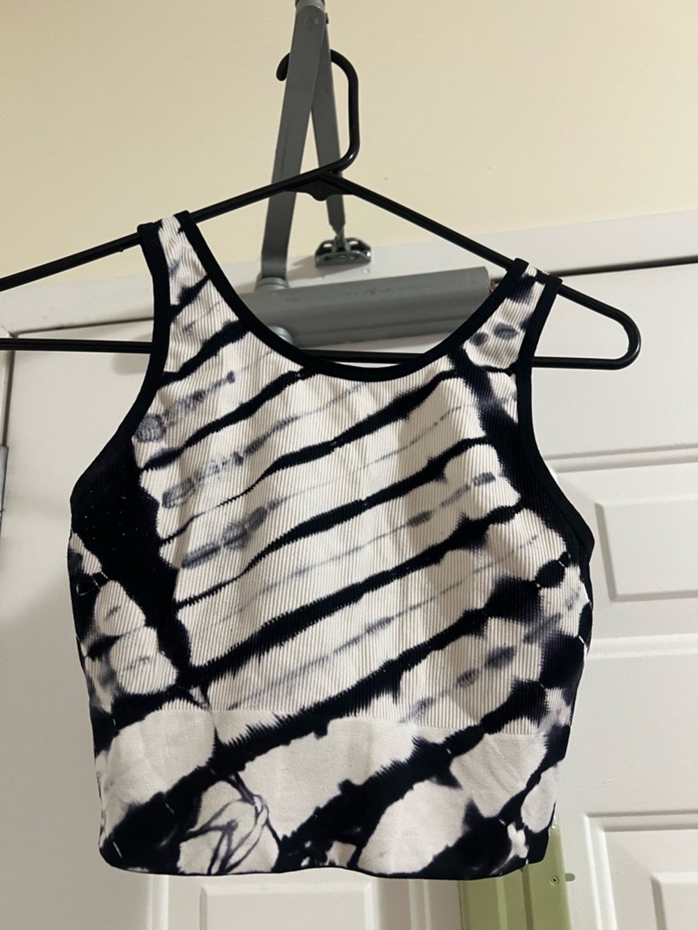wild fable Black and White Tie-Dye Ribbed Crop Tank